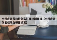 小程序開(kāi)發(fā)軟件怎么打開(kāi)控制面板（小程序開(kāi)發(fā)者權(quán)限在哪里設(shè)置）