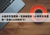 小程序開發(fā)費用一覽表哪家好（小程序開發(fā)費用一覽表ran華網(wǎng)天下）