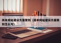 簡單網站建設方案策劃（簡單網站建設方案策劃怎么寫）
