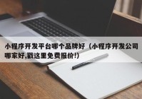 小程序開發(fā)平臺哪個品牌好（小程序開發(fā)公司哪家好,戳這里免費(fèi)報價!）